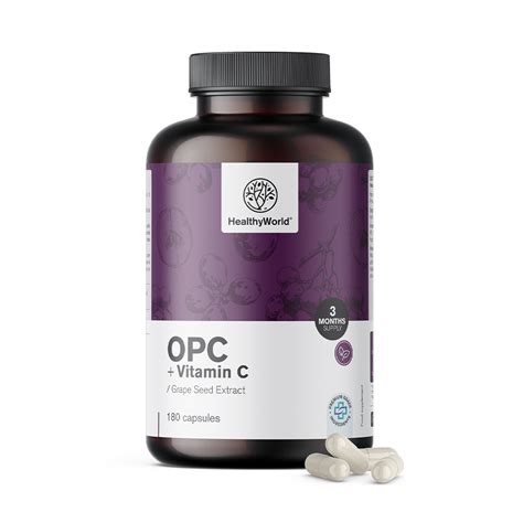 OPC z hroznových jadierok vitamín C 180 kapsúl Healthy World sk