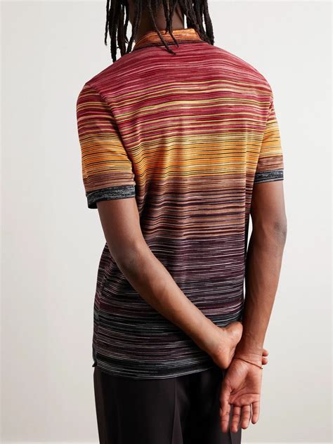 Missoni Striped Space Dyed Cotton Piqué Polo Shirt Orange Missoni