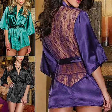 Women S Sexy Lingerie Lace Silk Satin Robe Dress Babydoll Underwear