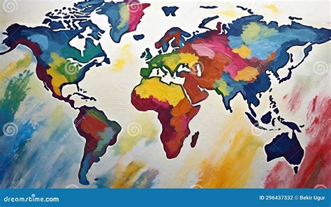 Mapa Del Mundo Pintado Con Pintura Con El Dedo Stock De Ilustraci N