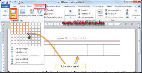 Gratis Cursus Word 2010 Tabellen 1