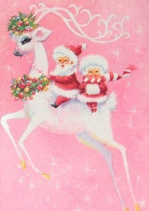 Cute Pink Vintage Christmas Card Vintage Christmas Cards Retro