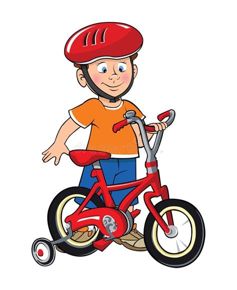 Jongen En Zijn Fiets Vector Illustratie Illustration Of Kind 8395507