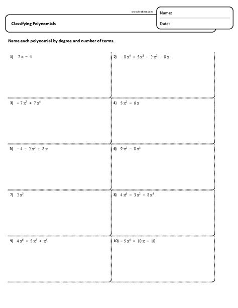 Classifying Polynomials Worksheet Printable Word Searches