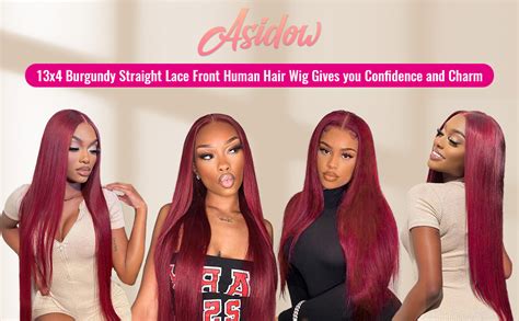 Amazon Asidow Burgundy Lace Front Wigs Human Hair Pre Plucked