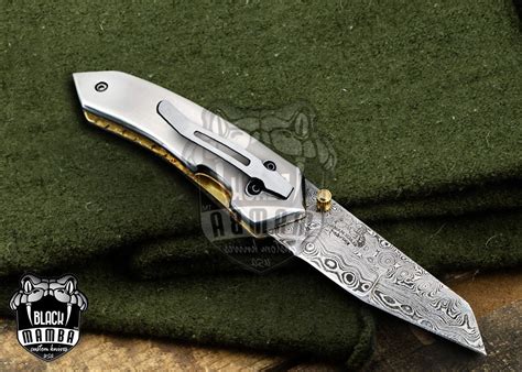 Bmk-425 Saturn Titanium Damascus Pocket Knife Tanto Folding Knife