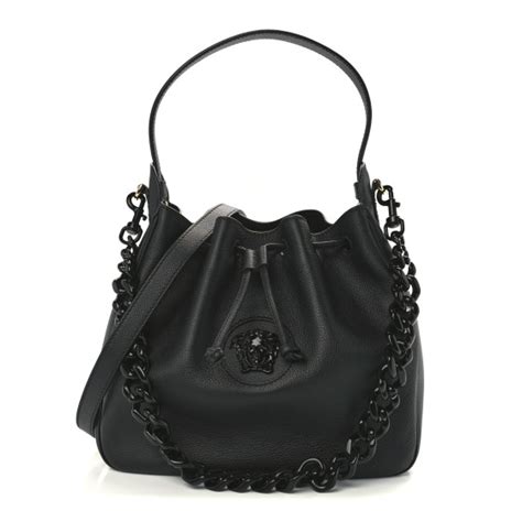 Versace Grained Calfskin La Medusa Bucket Bag Black 1202075 Fashionphile