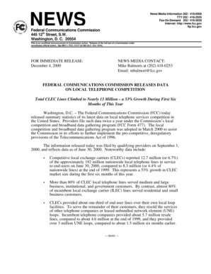 Fillable Online Transition Fcc For Immediate Release News Media