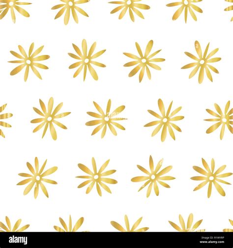 Gold Foil Flower Vector Seamless Pattern Background Elegant Golden