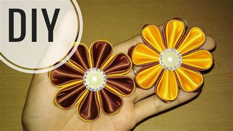 Diy Cara Membuat Bros Kanzashi Flower Tutorial For Beginner