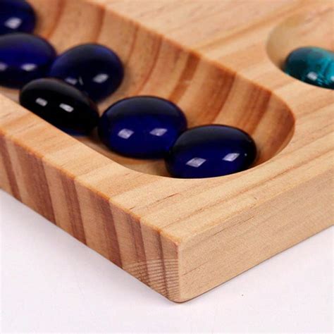 Set Juego De Tablero Mancala Con Tablero De Madera Y Piedras