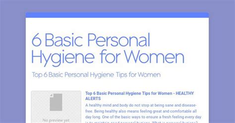 6 Basic Personal Hygiene For Women Smore Newsletters