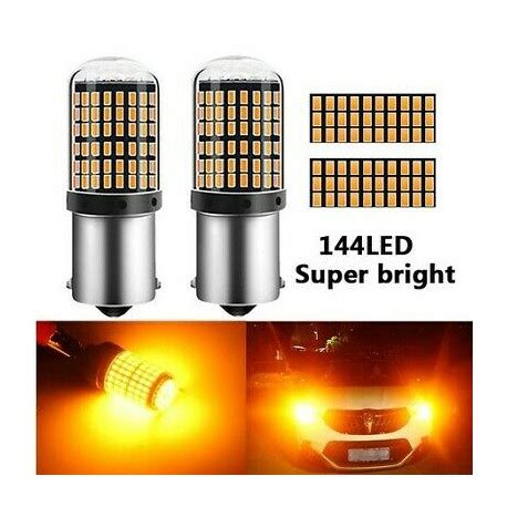 Ampoules BAU15S LED ORANGE PY21W 144 SMD Extra Clignotants 1156 Xenon