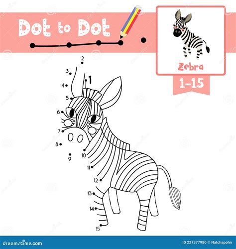 Dot To Dot Educational Game And Coloring Book Zebra Animal Cartoon