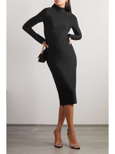 Tom Ford Ribbed Cotton Blend Midi Dress Net A Porter