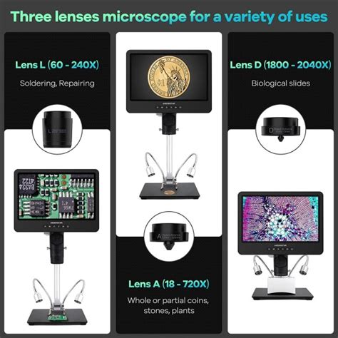 Andonstar Ad246s M Hdmi 2160p Digital Video Microscope 7in Screen 3x Lenses