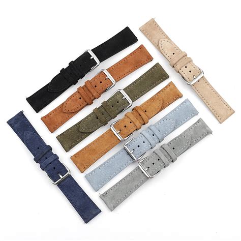 Onthelevel Echt Leer Suede Horloge Band Lederen Retro Horlogeband Mm