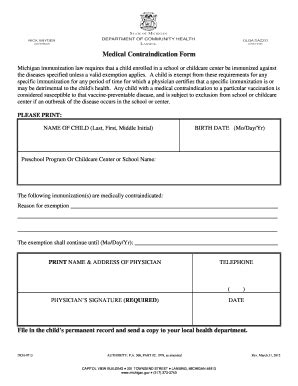 Fillable Online Medical Contraindication Form Sharpschool Fax Email