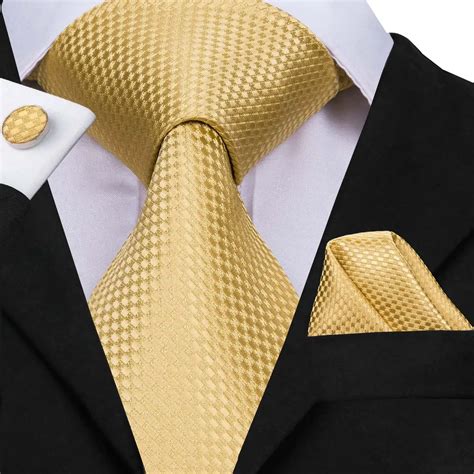 Buy Hi Tie Mens Silk Ties Classic Gold Solid Business Tie And Handkerchiefs