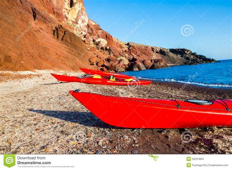 Kayaks On The Red Rocks Beach Stock Photo Image Of Kayak Lagoon