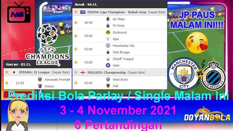 Prediksi Bola Malam Ini November Uefa Champions League