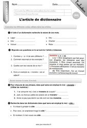 Evaluation Vocabulaire Lexique Étude de la langue CM1 Cycle 3