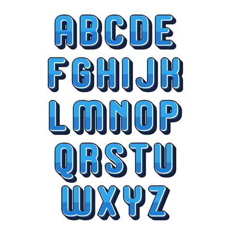 Premium Vector 3d Alphabet Blue Color Vector Template