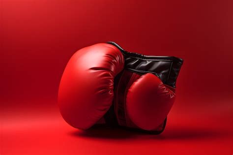 Premium AI Image | Red boxing gloves on a red background with copyspace