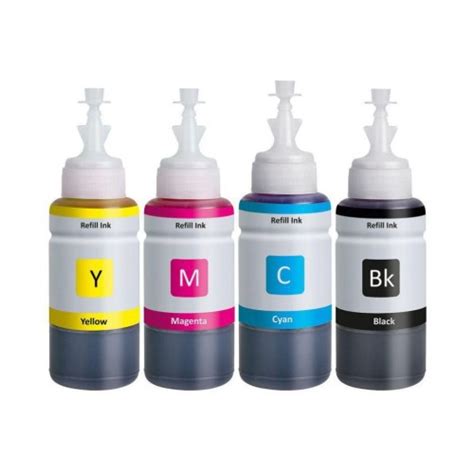 Set De Cerneala Compatibila Epson La Sticlute De 100 Ml 4 Culori Cyan Magenta Yellow Si