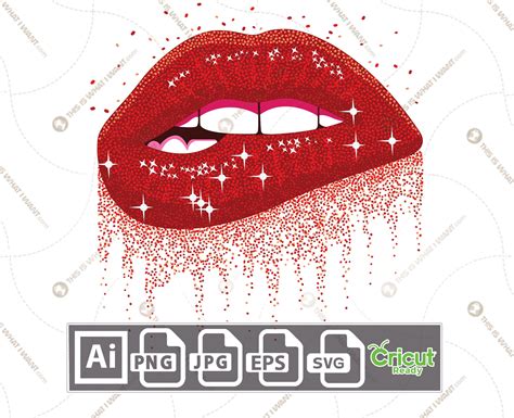 Red Sparkling Glitter Biting Lips Printable Art Design - Etsy