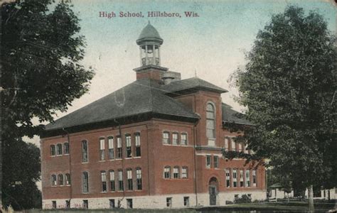 High School Hillsboro, WI Postcard