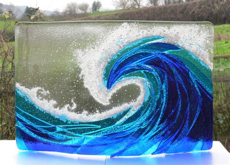 Wave Panel H Cm L Cm Wave Glass Fused Glass Art Fused Glass Artwork