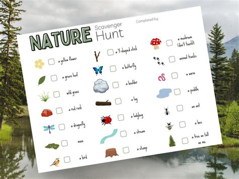 Nature Scavenger Hunt Worksheet Etsy