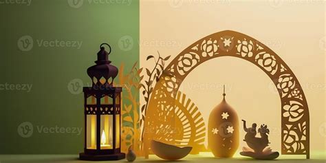 Islamic Ramadan Background In Papercut Style Eid Al Fir Paper Craft