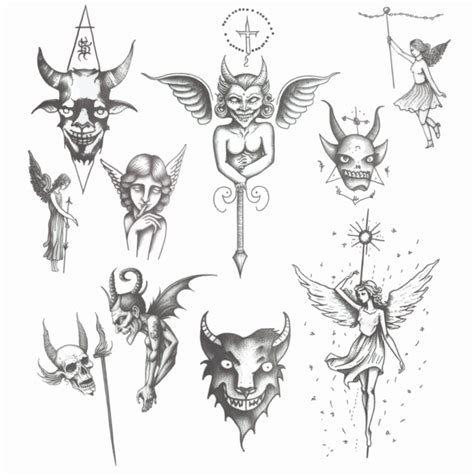 Angel And Demon Stick And Poke Hookup Tattoos