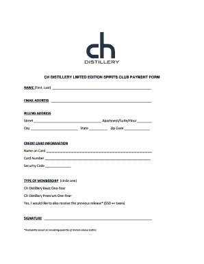 Fillable Online Club Signup Form Ch Distillery Fax Email Print