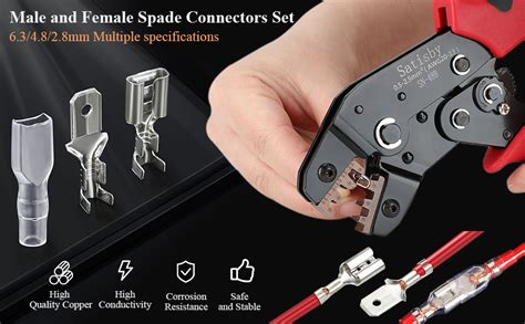 Satisby Spade Connectors 2 8mm 4 8mm 6 3mm Male And Female Wire Spade Connector Brass Tin