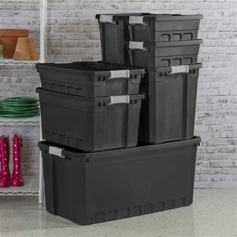 Sterilite 50 Gallon Stacker Tote Plastic Black Set Of 3