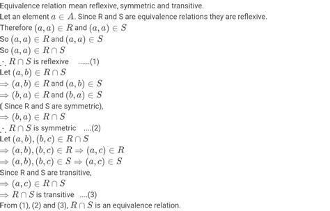 Let R And S Be Two Equivalence Relations On Set A Prove That R S Is