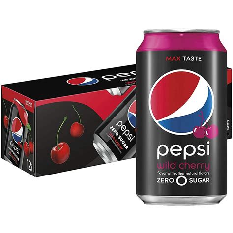 Pepsi Zero Sugar Wild Cherry 12 Oz Cans Pack Of 12 Soft Drinks