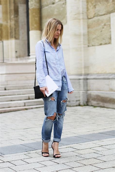 Blue shirt and ripped jeans | Street style chic, Fashion, Weekly outfits