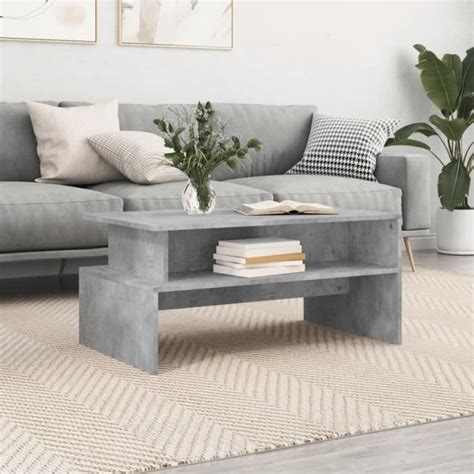 Promo Table de Salon LMT Table basse gris béton 90x55x42 5 cm bois d