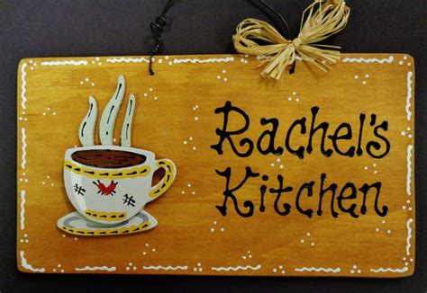 Coffee Cup Personalized Name Kitchen Sign Decor Wood Country Wall