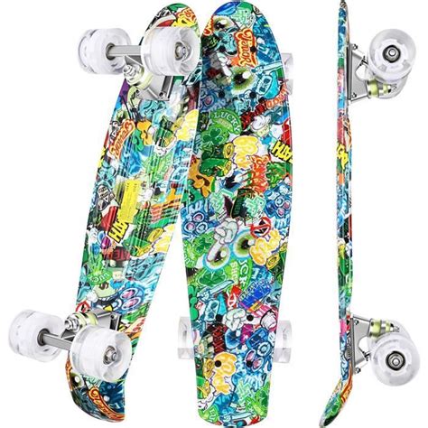 Cruiser Style Skateboard Plein Air Pont Plastique Fun Avec Lumi Re Led