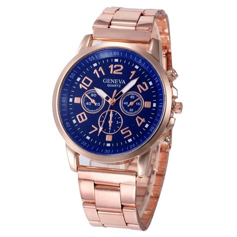 Hot Sales New Designs Relojes Geneva Gold Color Stainless Steel Band Sport Quartz Roman Numerals