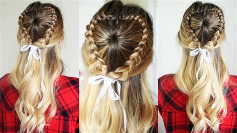 Pretty Half Up Valentine Heart Hairstyle Braidsandstyles12 Youtube