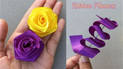 Diy Satin Ribbon Rose Flowers How To Make Ribbon Rose Diy Ribbon Flowers Youtube