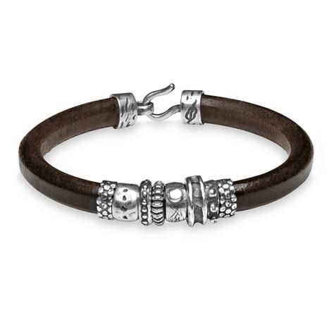 Pulsera Platadepalo De Hombre En Cuero Marr N Y Plata Mb D