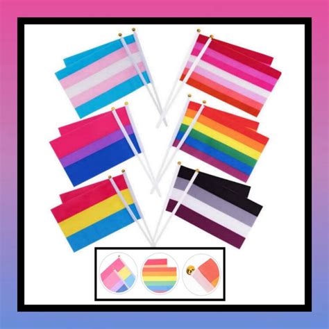 Mini Lgbtqia Flag Rainbow Gay Lesbian Bisexual Transgender Asexual Handheld Flags Shopee