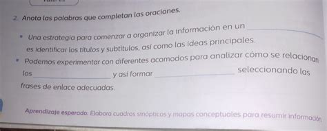 anota las palabras que completan las oración ayuda por favor Es para